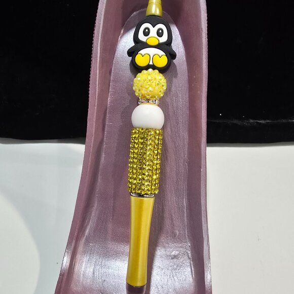 Pick-a-Pretty Penguin Pen Holiday Red or Gray by PenGwensPosh-w/Black Ink - Picture 4 of 7